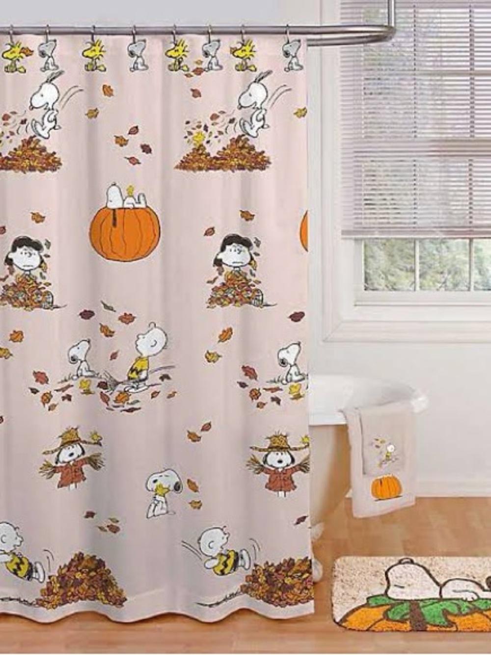 Peanuts Celebrate Together Snoopy & Woodstock Halloween Fall Shower Curtain